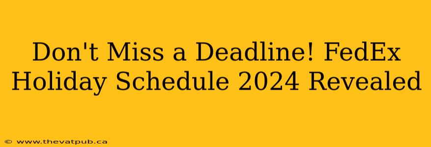 Don't Miss a Deadline! FedEx Holiday Schedule 2024 Revealed